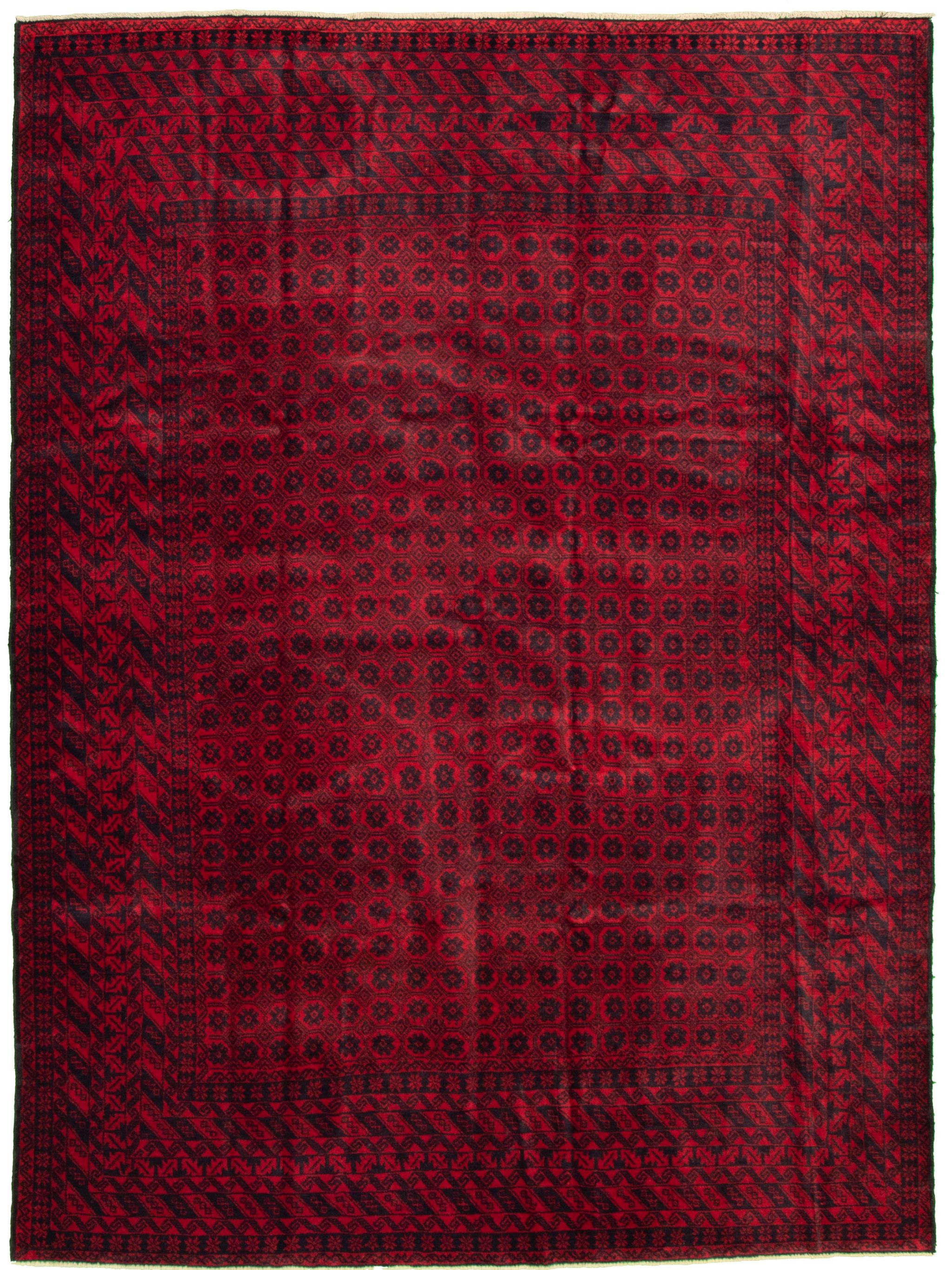 Hand-knotted Rizbaft Red Wool Rug 6'5" x 9'0" Size: 6'5" x 9'0"  