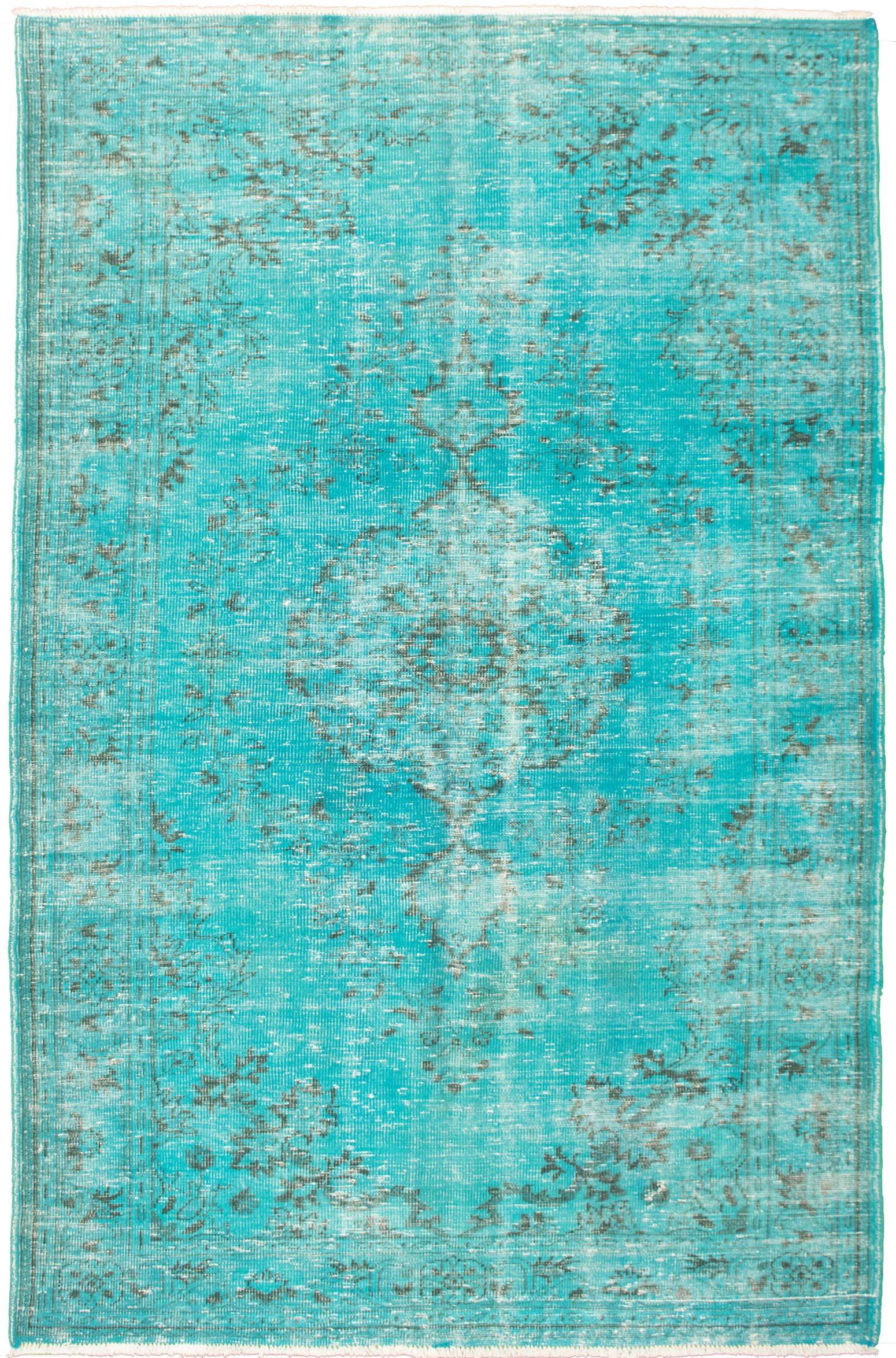 Hand-knotted Color Transition Turquoise Wool Rug 6'7" x 10'1" Size: 6'7" x 10'1"  