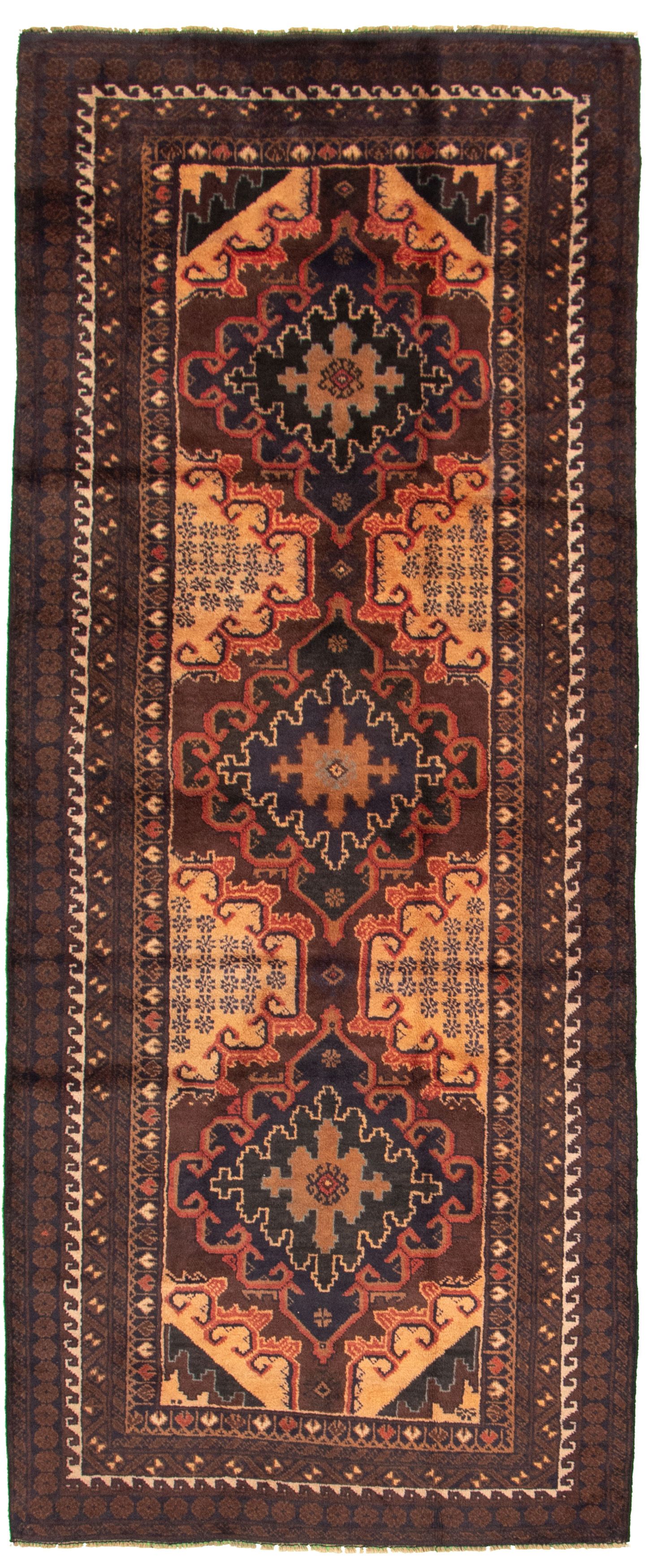 Hand-knotted Teimani Dark Brown, Ivory Wool Rug 4'0" x 10'5" Size: 4'0" x 10'5"  