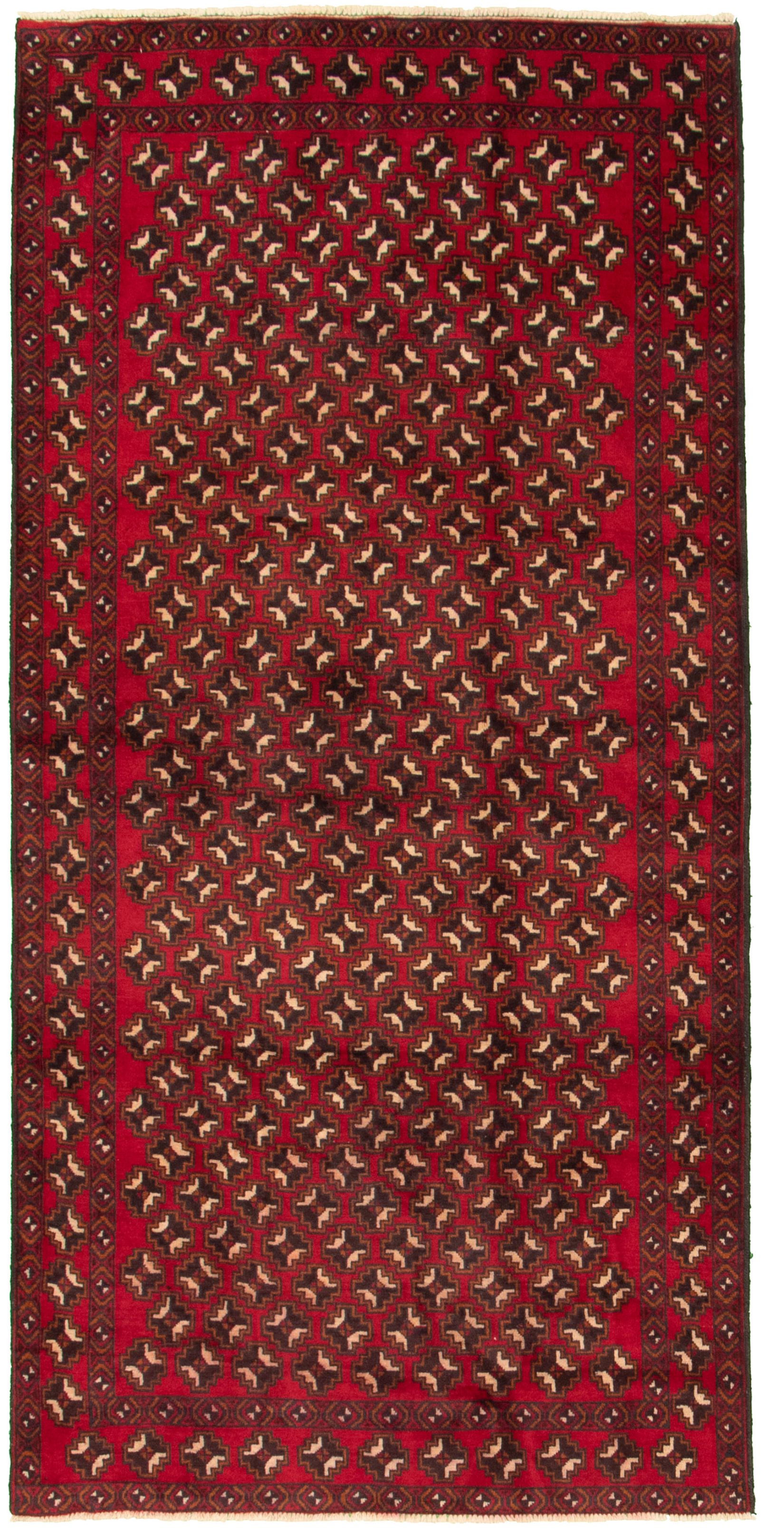 Hand-knotted Teimani Red Wool Rug 3'10" x 8'2" Size: 3'10" x 8'2"  