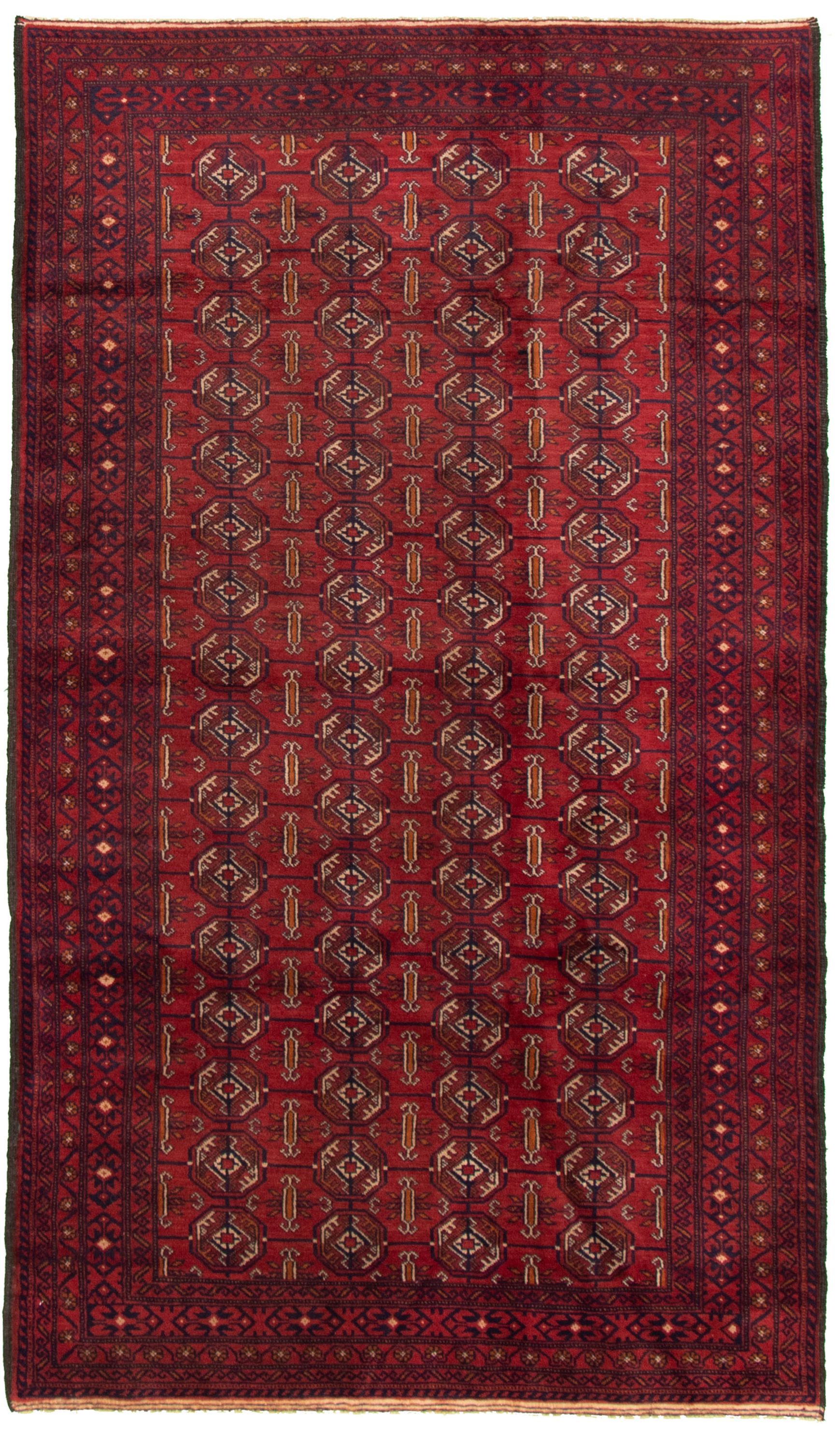 Hand-knotted Teimani Red Wool Rug 4'5" x 8'4" Size: 4'5" x 8'4"  