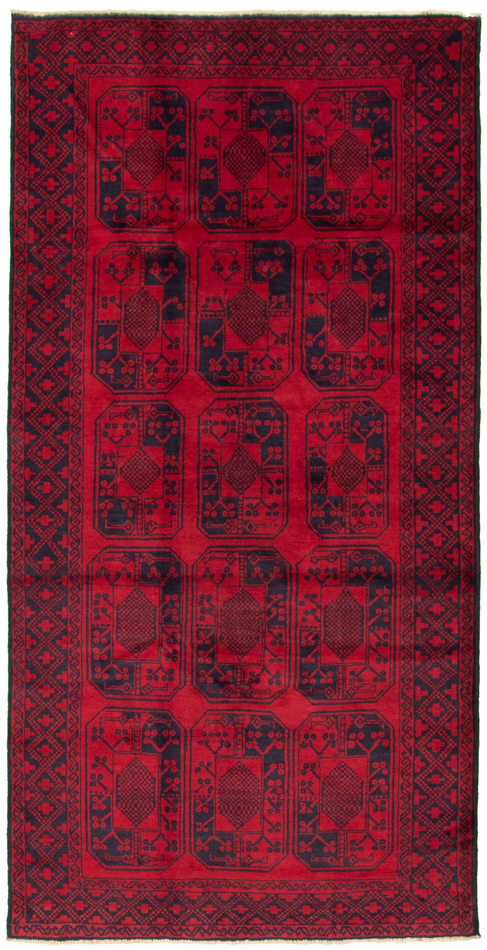 Hand-knotted Teimani Red Wool Rug 4'2" x 8'11" Size: 4'2" x 8'11"  