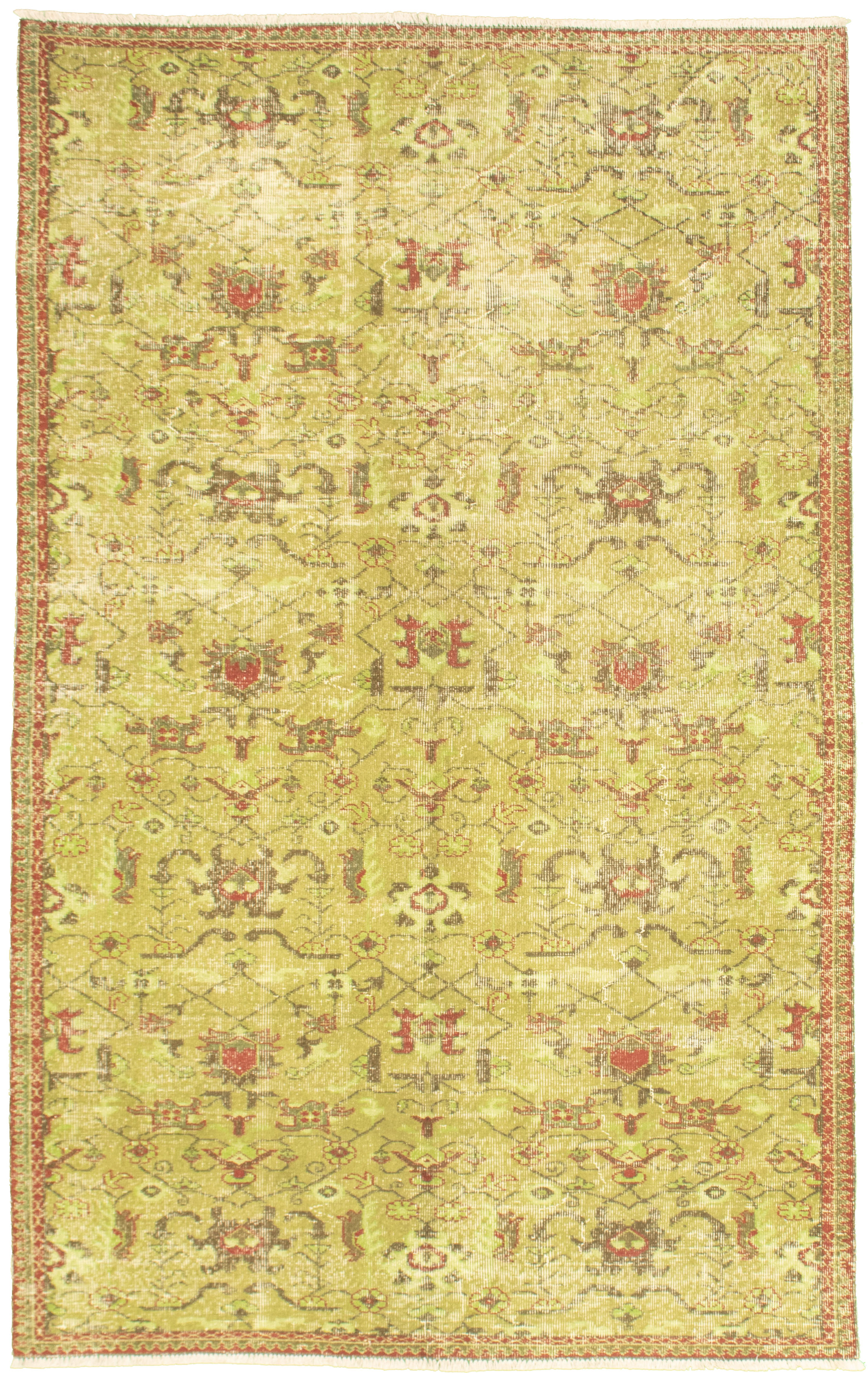 Hand-knotted Antalya Vintage Light Green Wool Rug 5'3" x 8'8" Size: 5'3" x 8'8"  