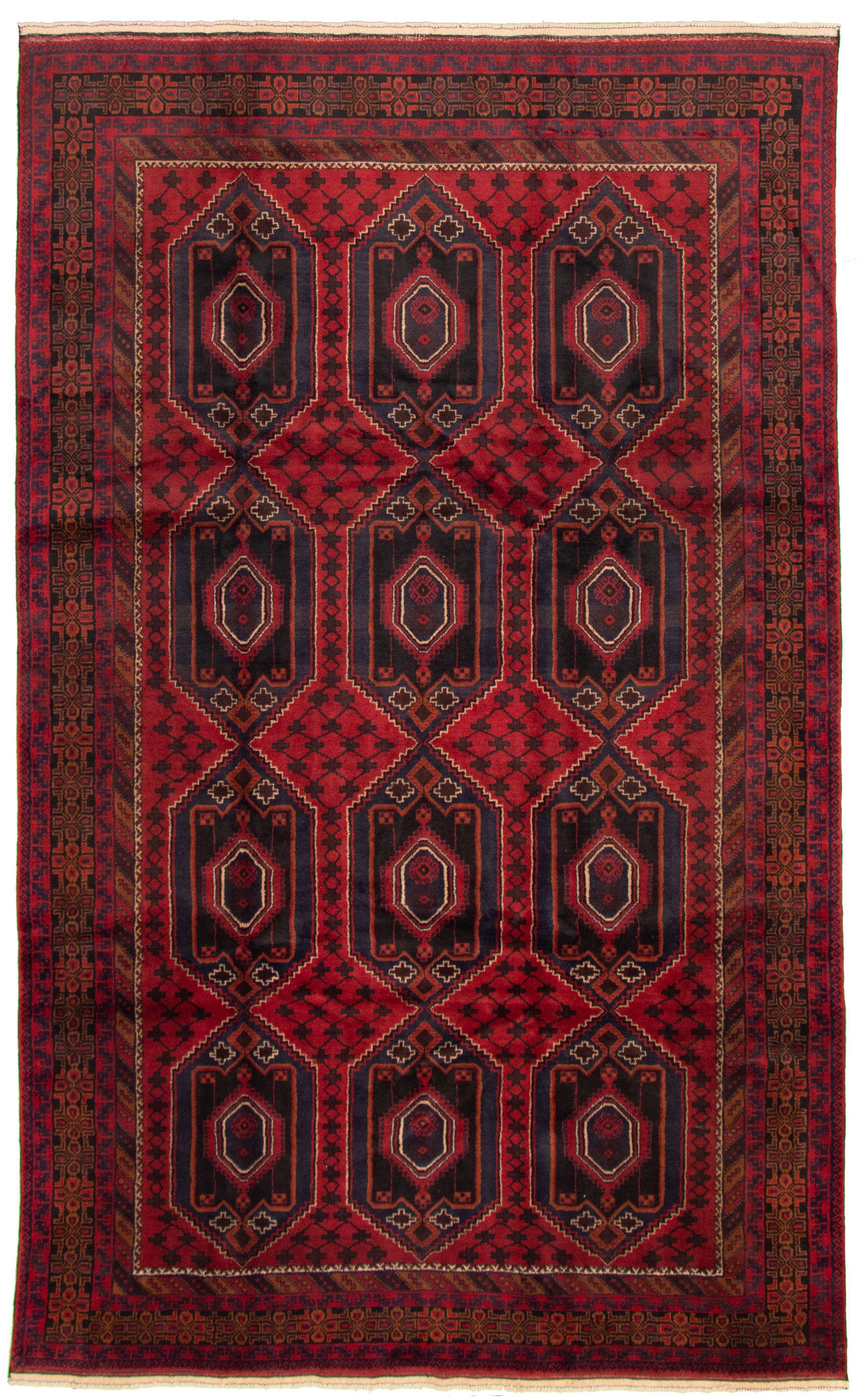Hand-knotted Rizbaft Red Wool Rug 7'2" x 11'9" Size: 7'2" x 11'9"  