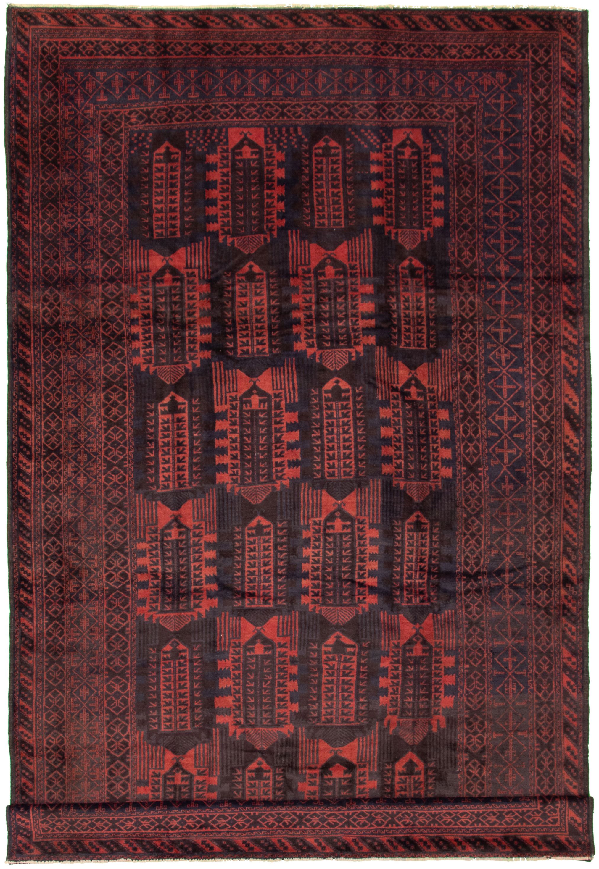Hand-knotted Teimani Black, Red Wool Rug 7'10" x 13'3" Size: 7'10" x 13'3"  