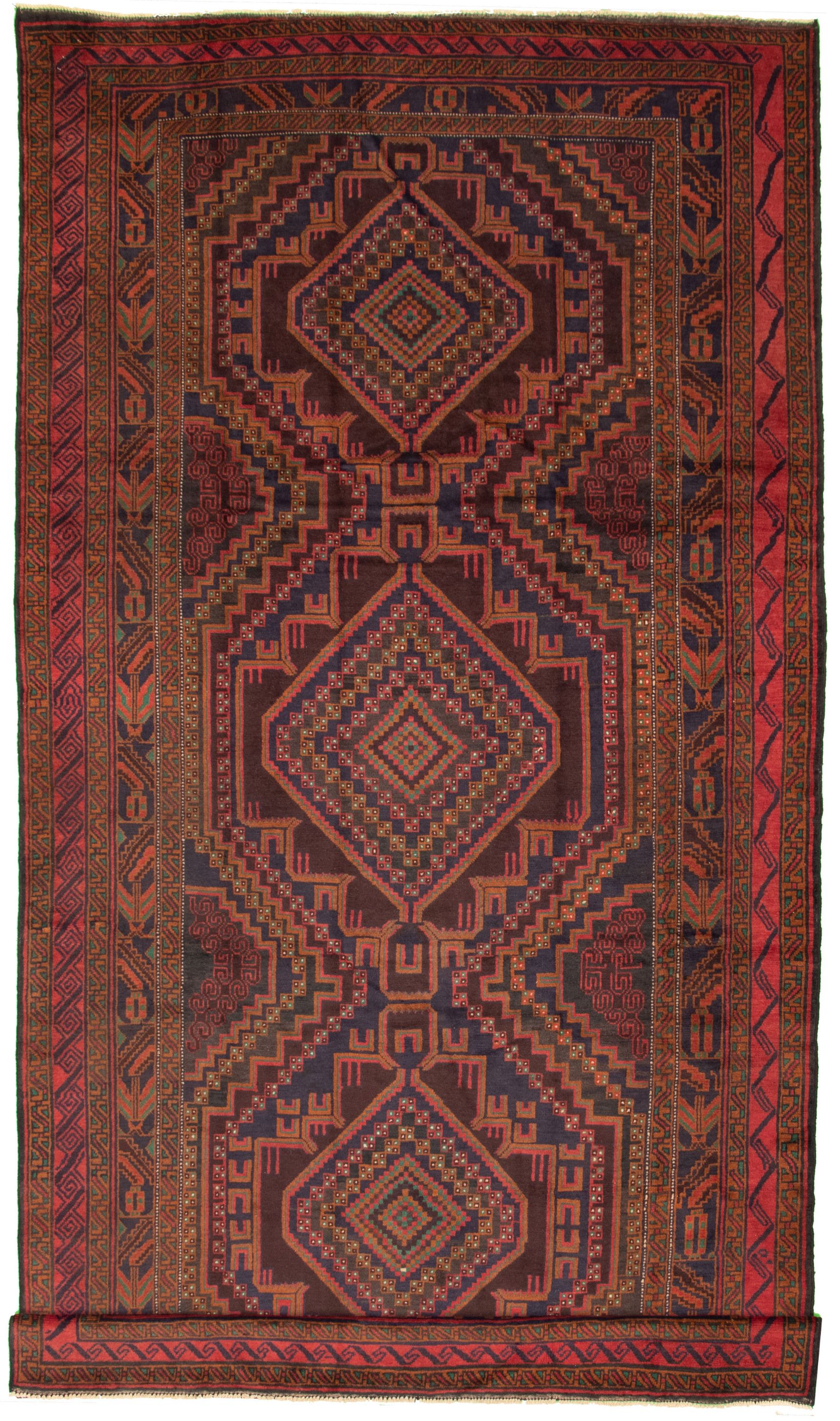 Hand-knotted Teimani Dark Red Wool Rug 6'9" x 13'3" Size: 6'9" x 13'3"  