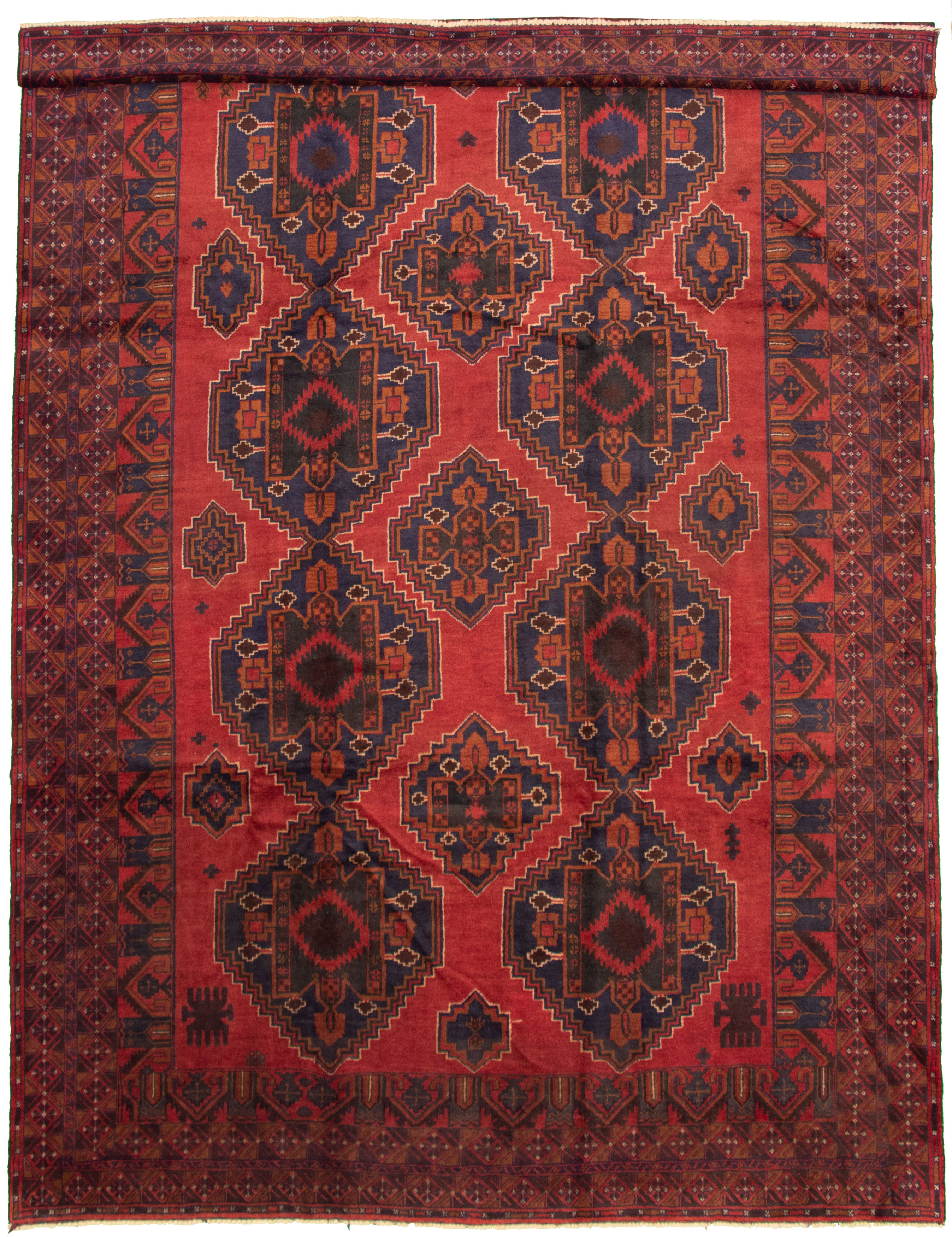 Hand-knotted Teimani Red Wool Rug 8'5" x 12'2" Size: 8'5" x 12'2"  