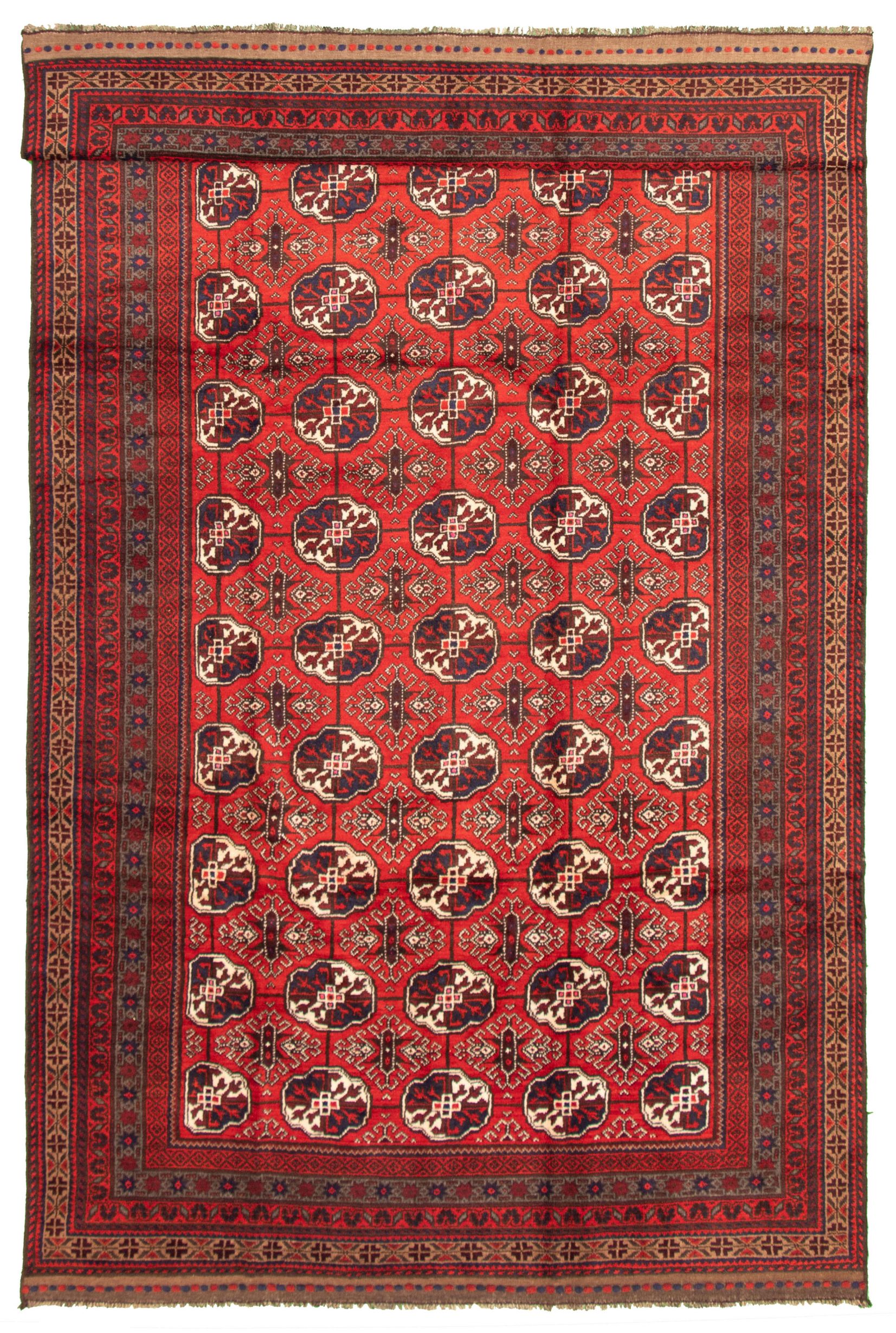 Hand-knotted Teimani Red Wool Rug 7'10" x 13'7" Size: 7'10" x 13'7"  
