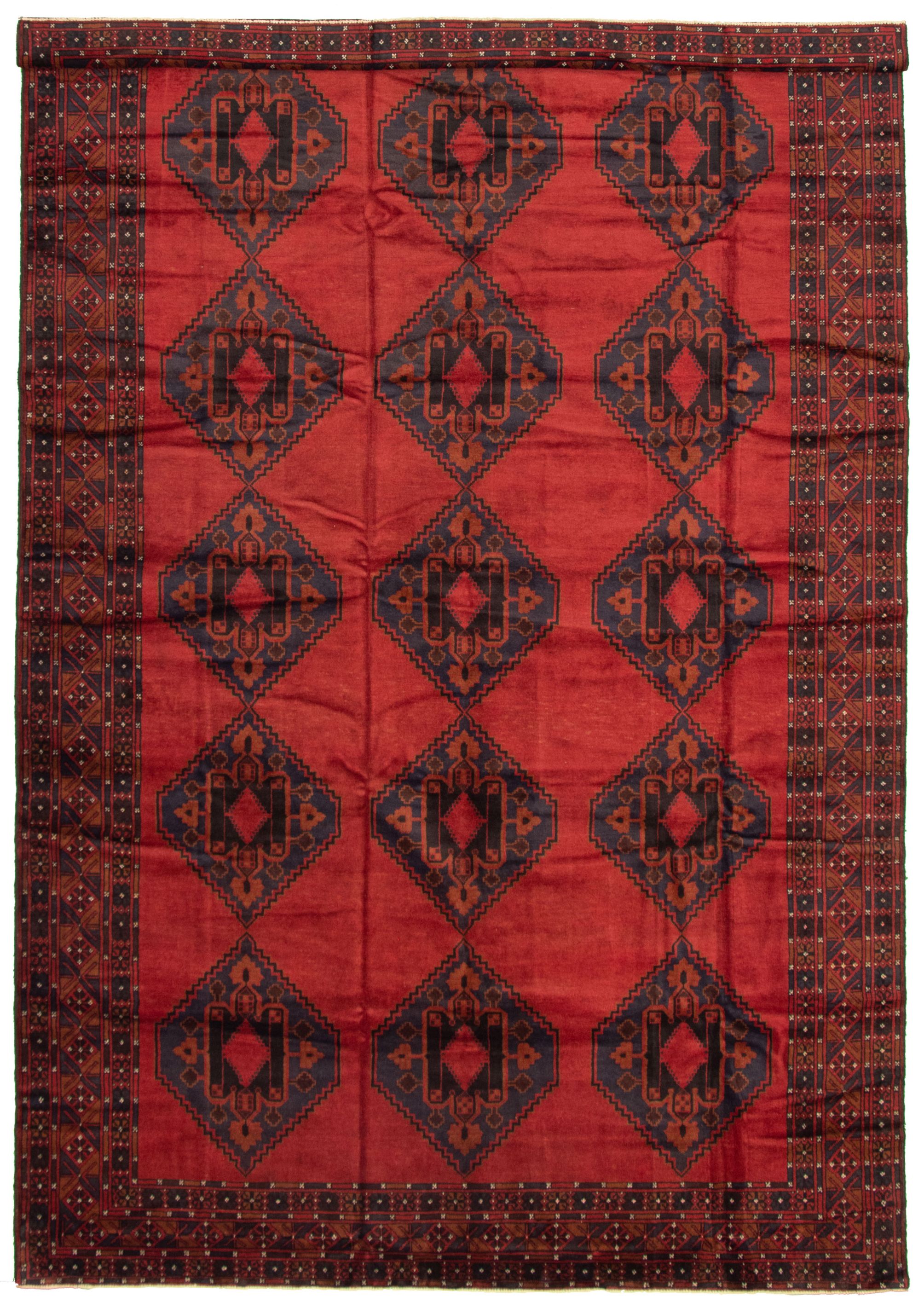 Hand-knotted Teimani Red Wool Rug 7'10" x 12'4" Size: 7'10" x 12'4"  