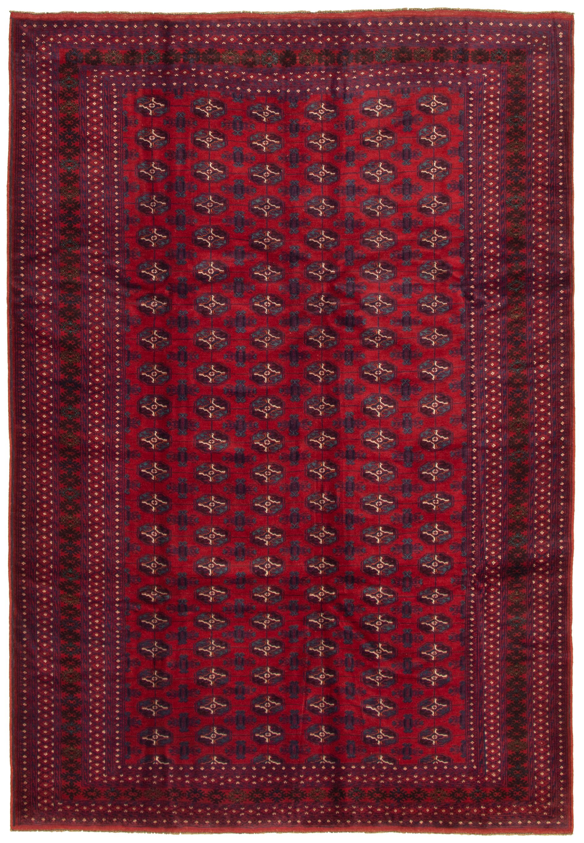 Hand-knotted Rizbaft Red Wool Rug 6'8" x 9'5"  Size: 6'8" x 9'5"  
