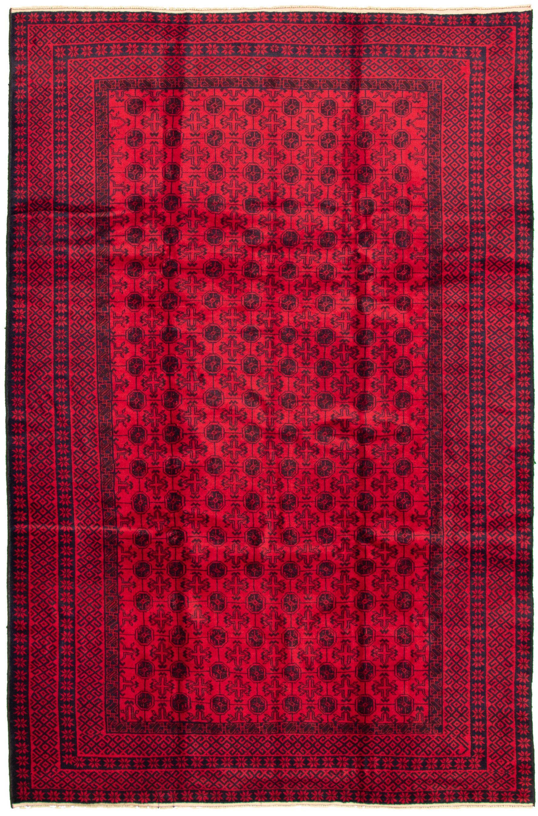 Hand-knotted Teimani Red Wool Rug 6'5" x 10'0" Size: 6'5" x 10'0"  