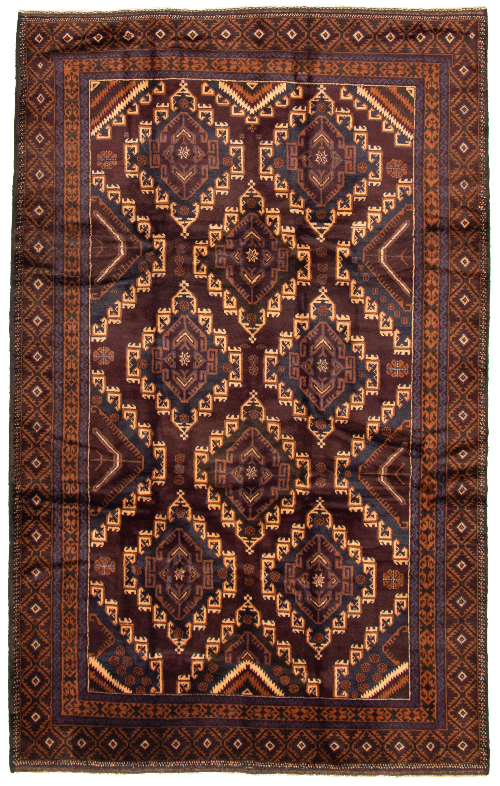 Hand-knotted Teimani Dark Burgundy Wool Rug 6'6" x 10'3" Size: 6'6" x 10'3"  