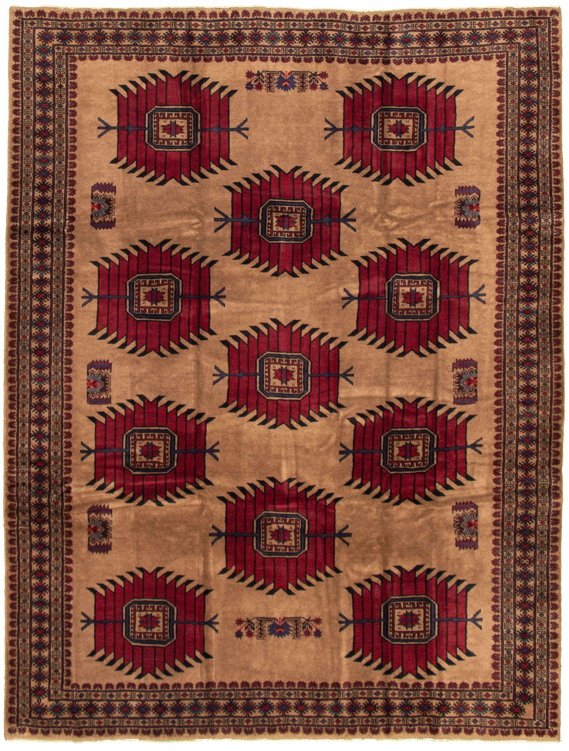 Hand-knotted Rizbaft Tan Wool Rug 7'0" x 9'5" Size: 7'0" x 9'5"  
