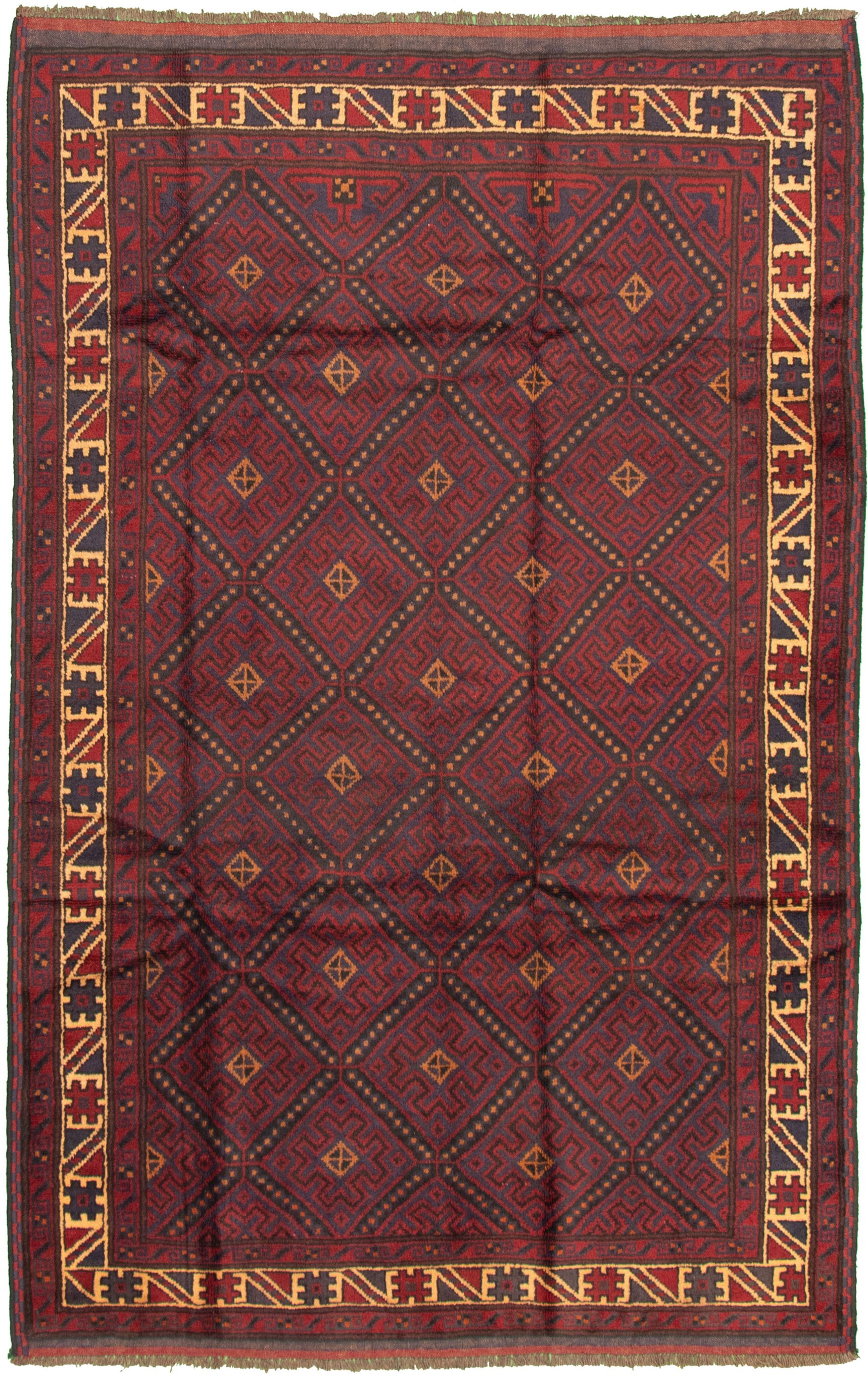 Hand-knotted Akhjah Dark Red Wool Rug 5'3" x 8'4" Size: 5'3" x 8'4"  