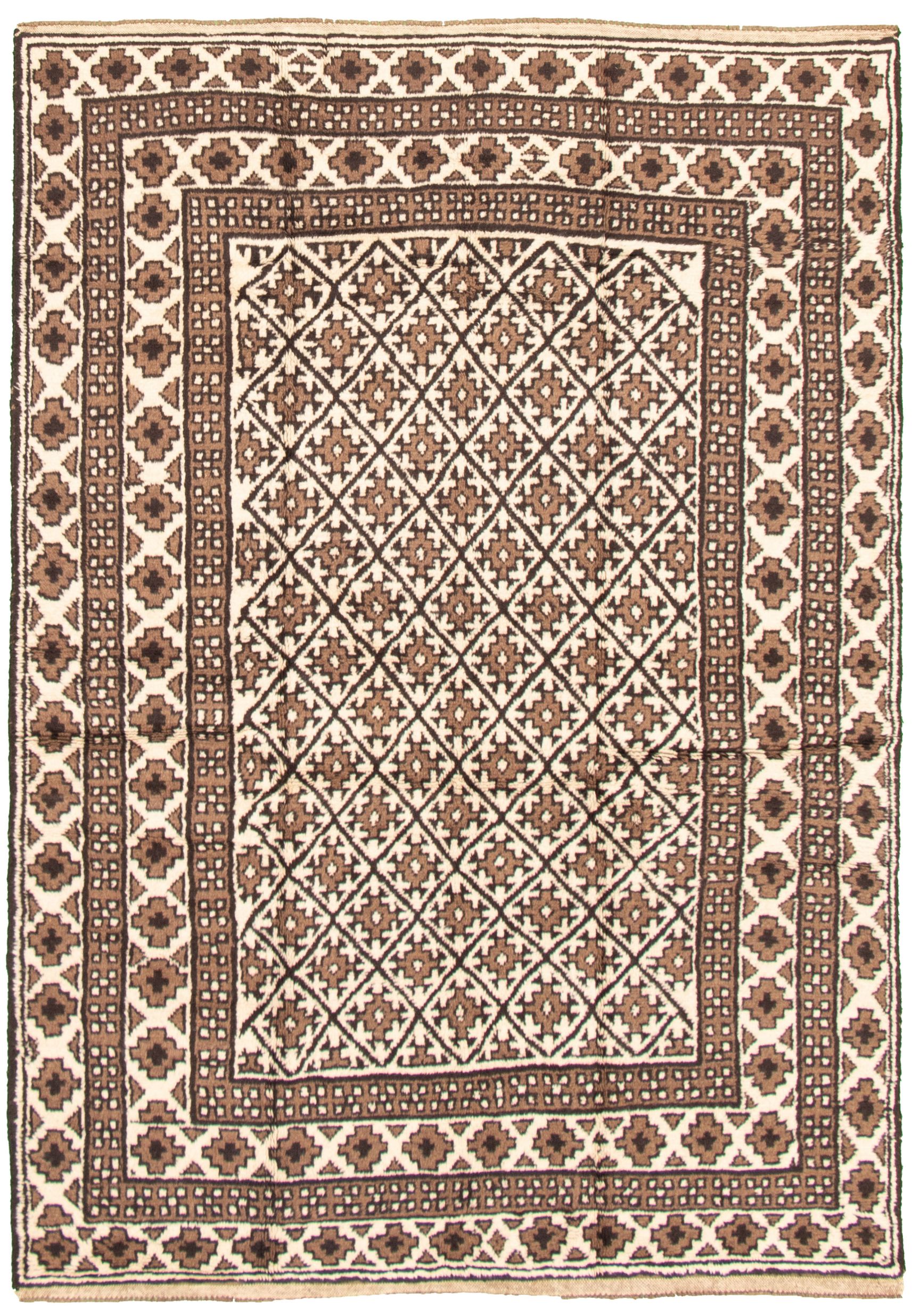 Hand-knotted Akhjah Cream Wool Rug 5'10" x 8'6" Size: 5'10" x 8'6"  