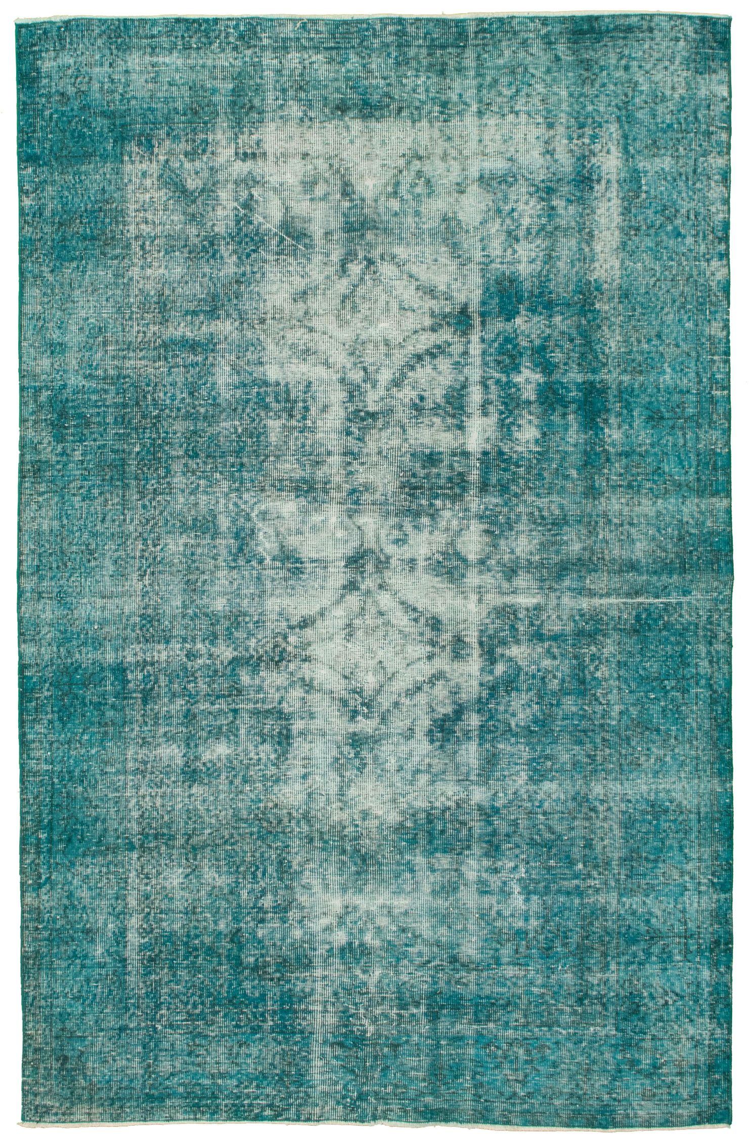 Hand-knotted Color Transition , Turquoise Wool Rug 5'4" x 8'9" Size: 5'4" x 8'9"  