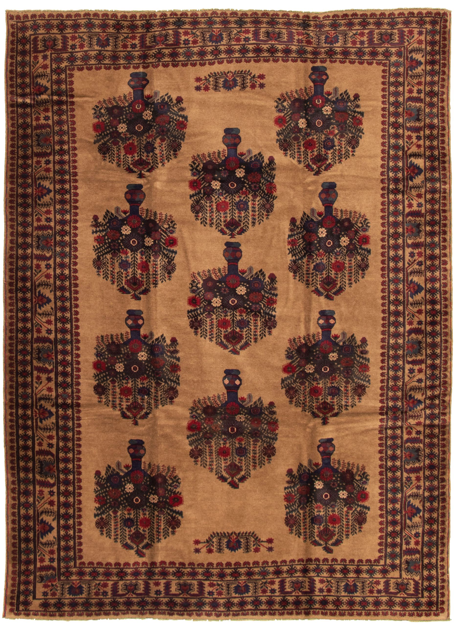 Hand-knotted Rizbaft Tan Wool Rug 6'7" x 9'4" Size: 6'7" x 9'4"  