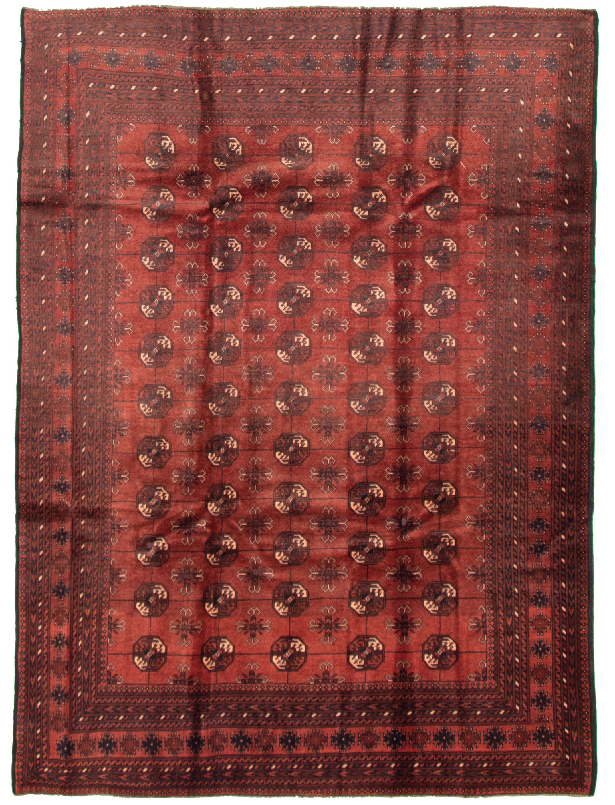 Hand-knotted Teimani Red Wool Rug 6'8" x 8'11" Size: 6'8" x 8'11"  
