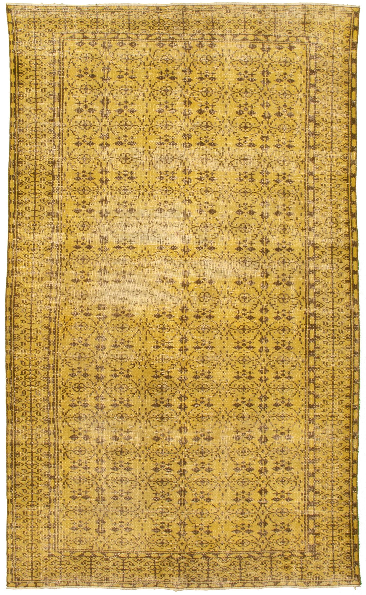 Hand-knotted Color Transition Dark Yellow Wool Rug 5'1" x 8'10" Size: 5'1" x 8'10"  