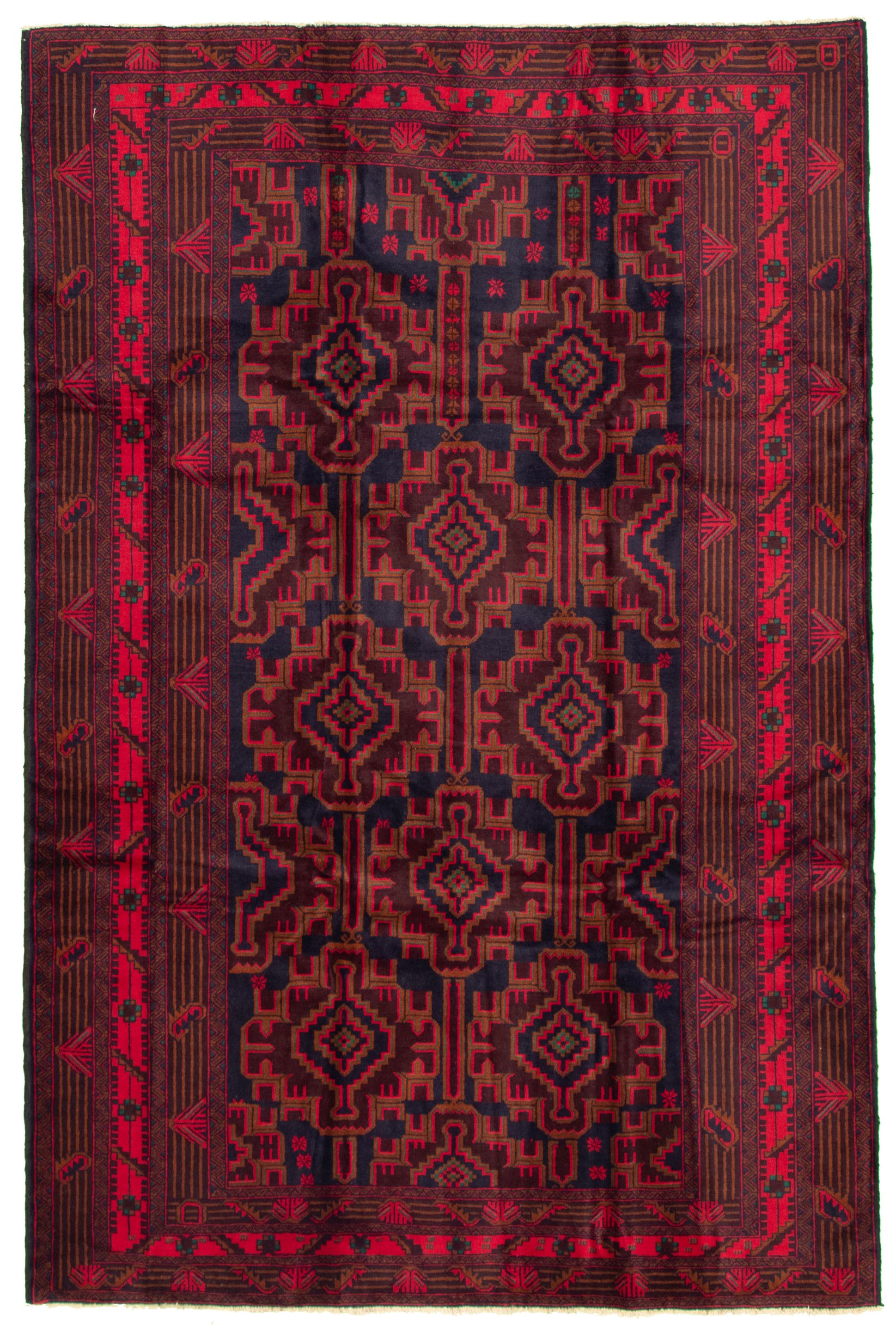 Hand-knotted Teimani Dark Navy Wool Rug 6'9" x 9'9" Size: 6'9" x 9'9"  