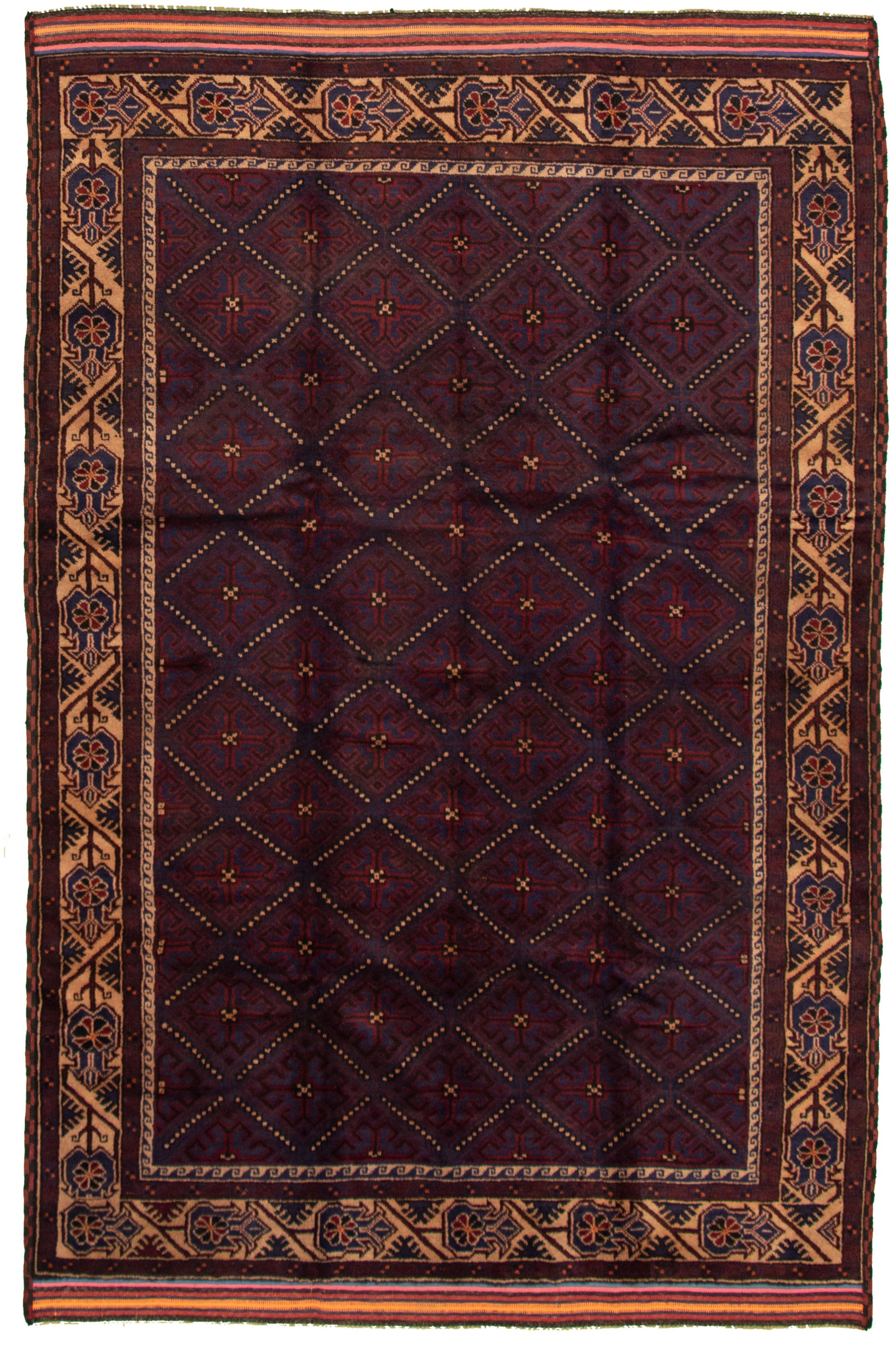Hand-knotted Akhjah Dark Navy Wool Rug 5'7" x 8'5" Size: 5'7" x 8'5"  