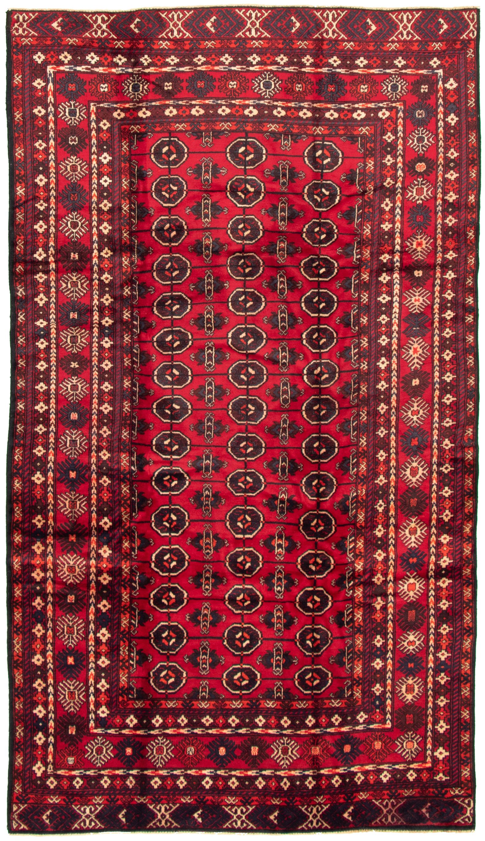 Hand-knotted Teimani Red Wool Rug 5'7" x 9'10" Size: 5'7" x 9'10"  