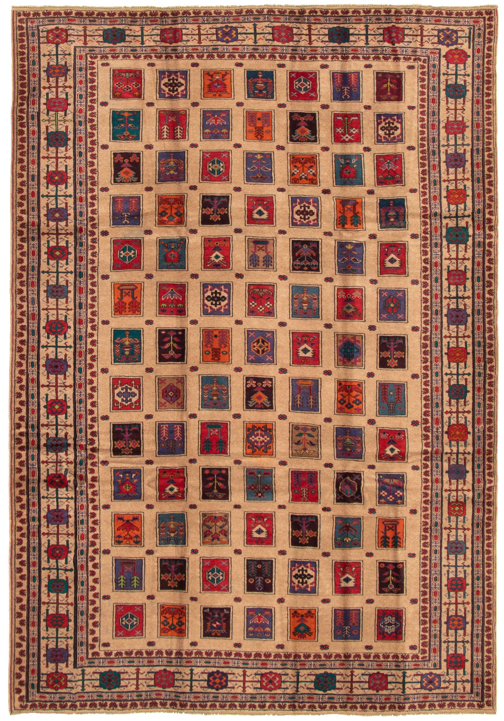Hand-knotted Rizbaft Tan Wool Rug 6'7" x 9'8" Size: 6'7" x 9'8"  