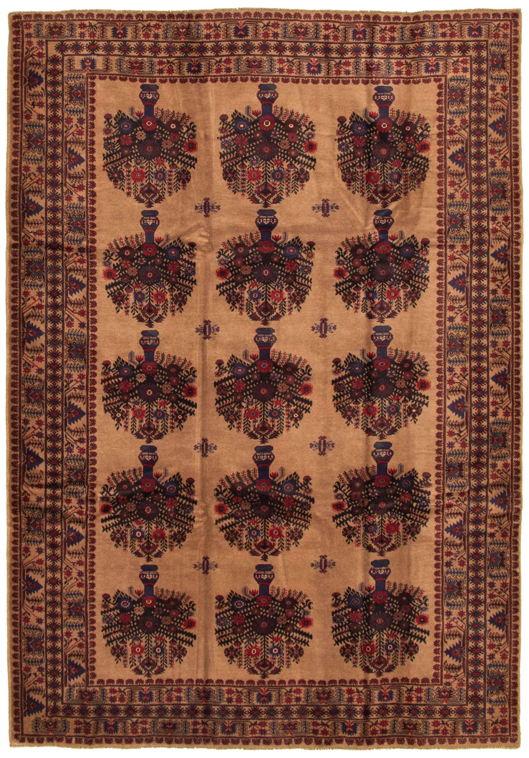 Hand-knotted Rizbaft Tan Wool Rug 6'9" x 9'8" Size: 6'9" x 9'8"  