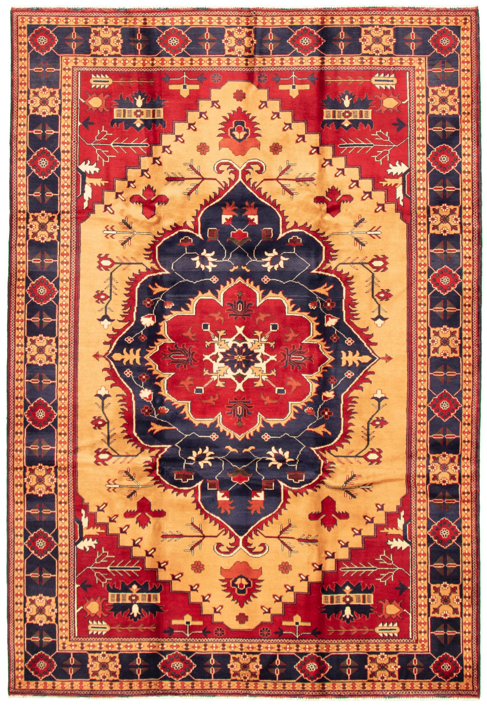 Hand-knotted Uzbek Kargahi Khaki Wool Rug 6'5" x 9'7" Size: 6'5" x 9'7"  