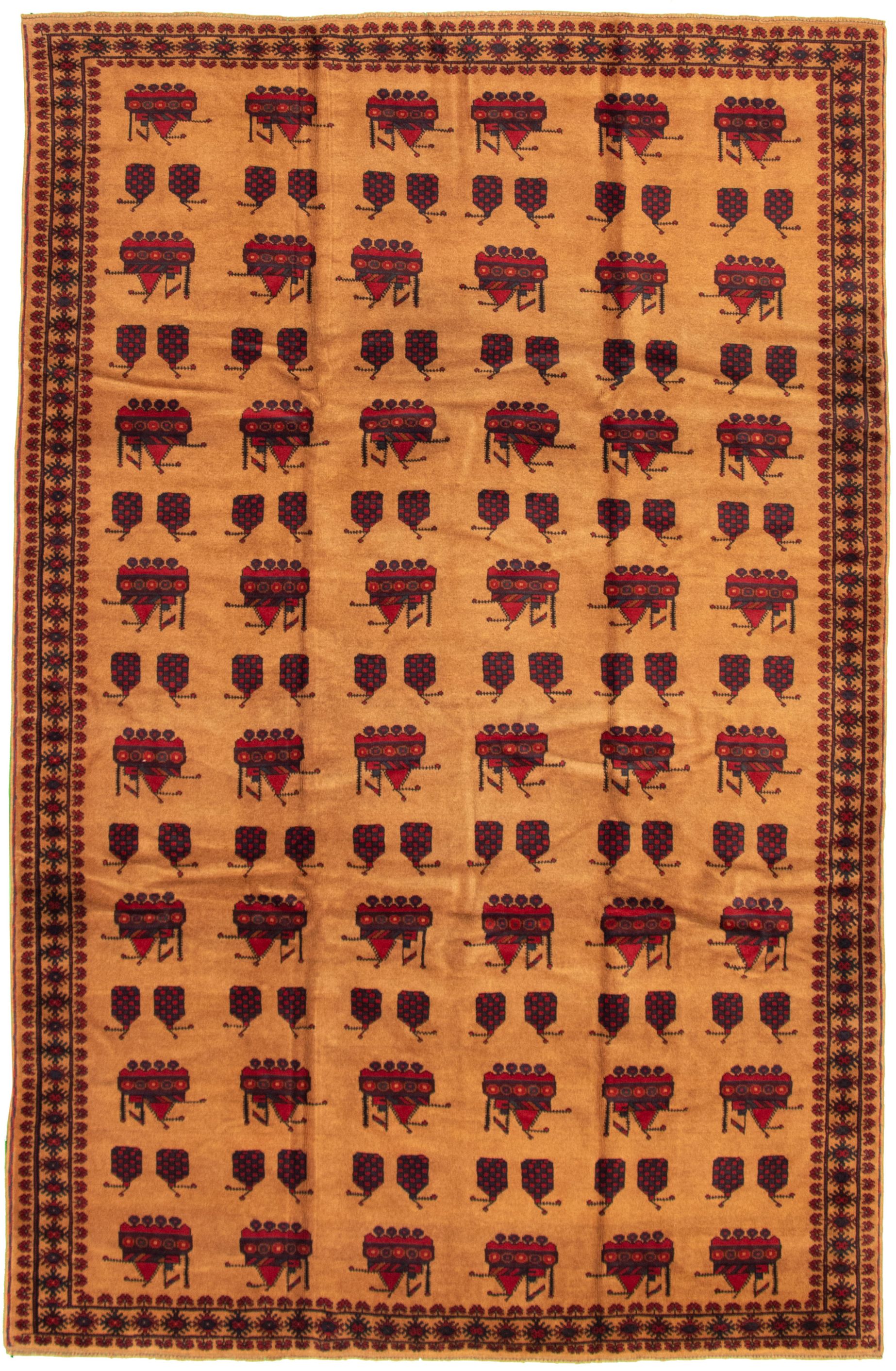 Hand-knotted Rare War Light Brown Wool Rug 6'6" x 10'0" Size: 6'6" x 10'0"  