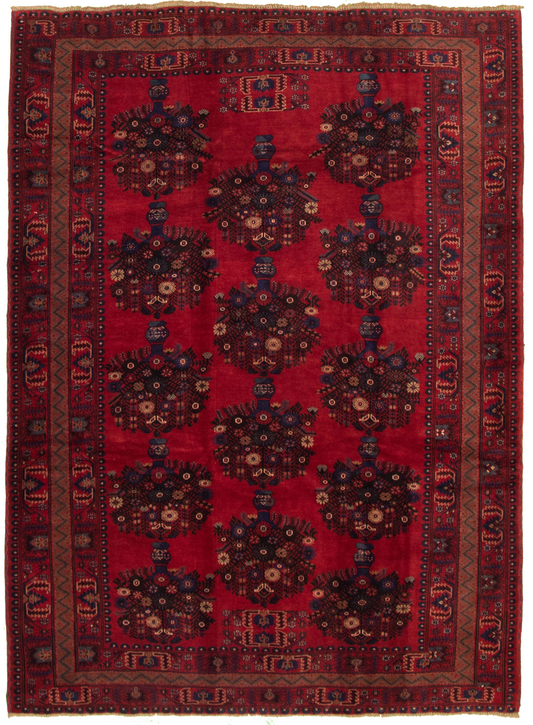 Hand-knotted Rizbaft Red Wool Rug 6'11" x 9'4" Size: 6'11" x 9'4"  