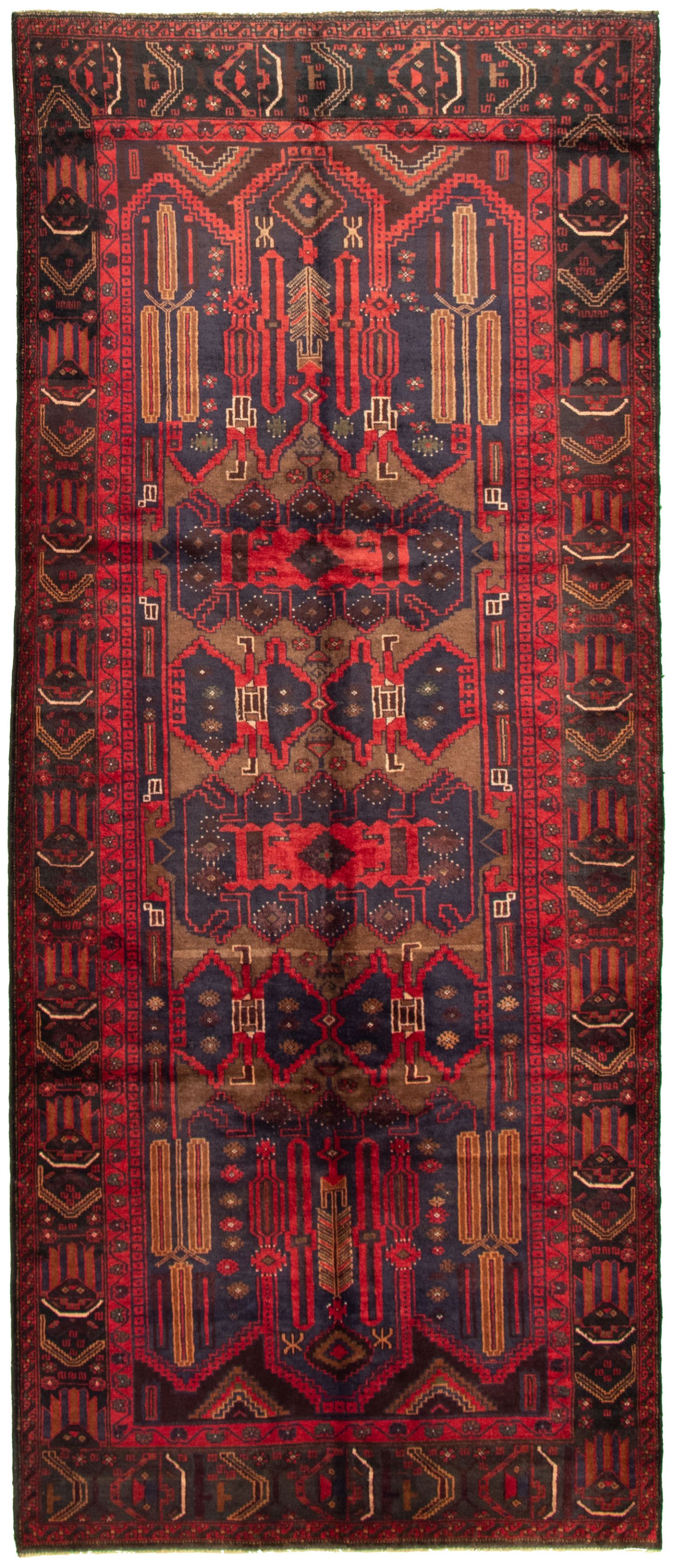 Hand-knotted Teimani Red Wool Rug 4'5" x 10'6" Size: 4'5" x 10'6"  