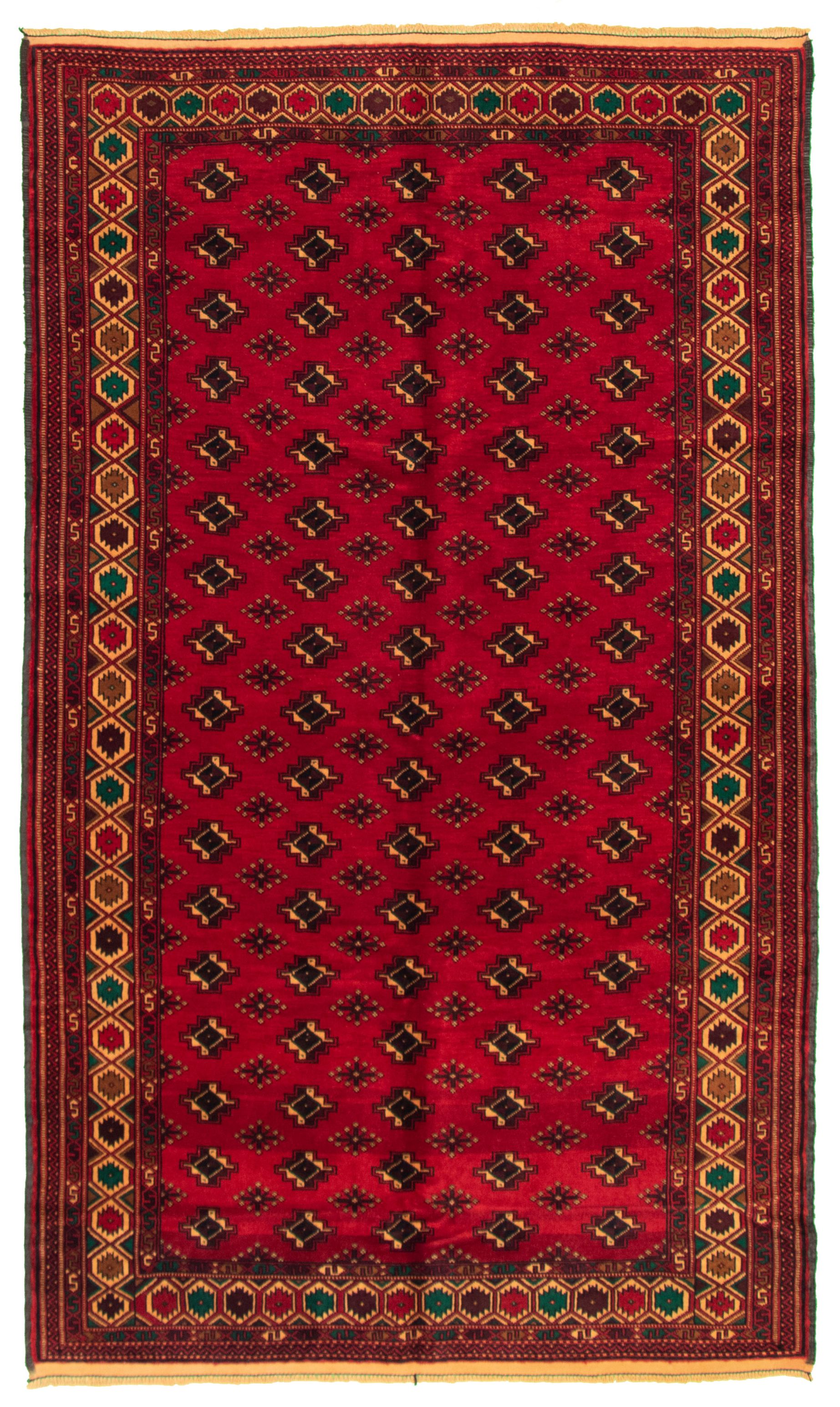Hand-knotted Teimani Red Wool Rug 5'4" x 8'10" Size: 5'4" x 8'10"  