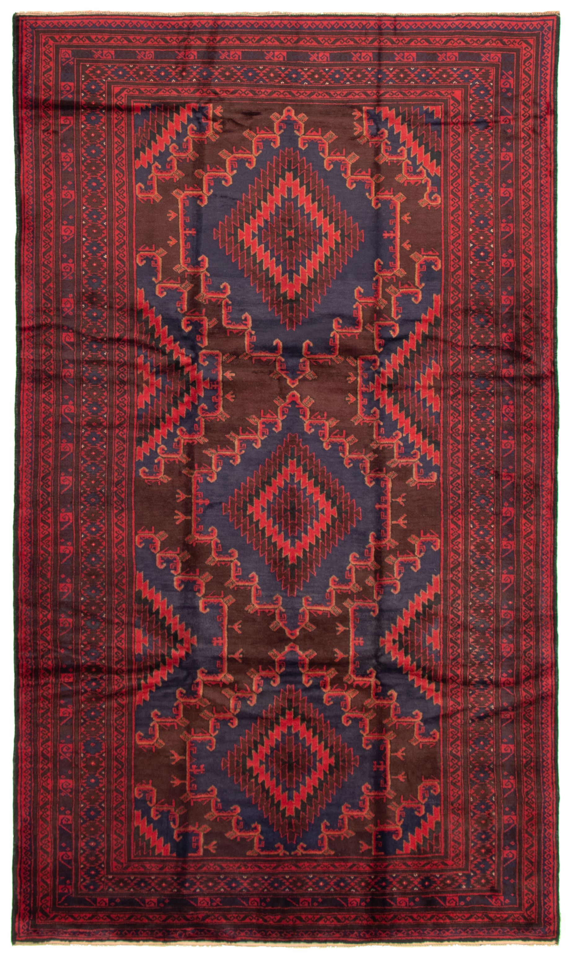 Hand-knotted Teimani Red Wool Rug 6'3" x 11'1" Size: 6'3" x 11'1"  