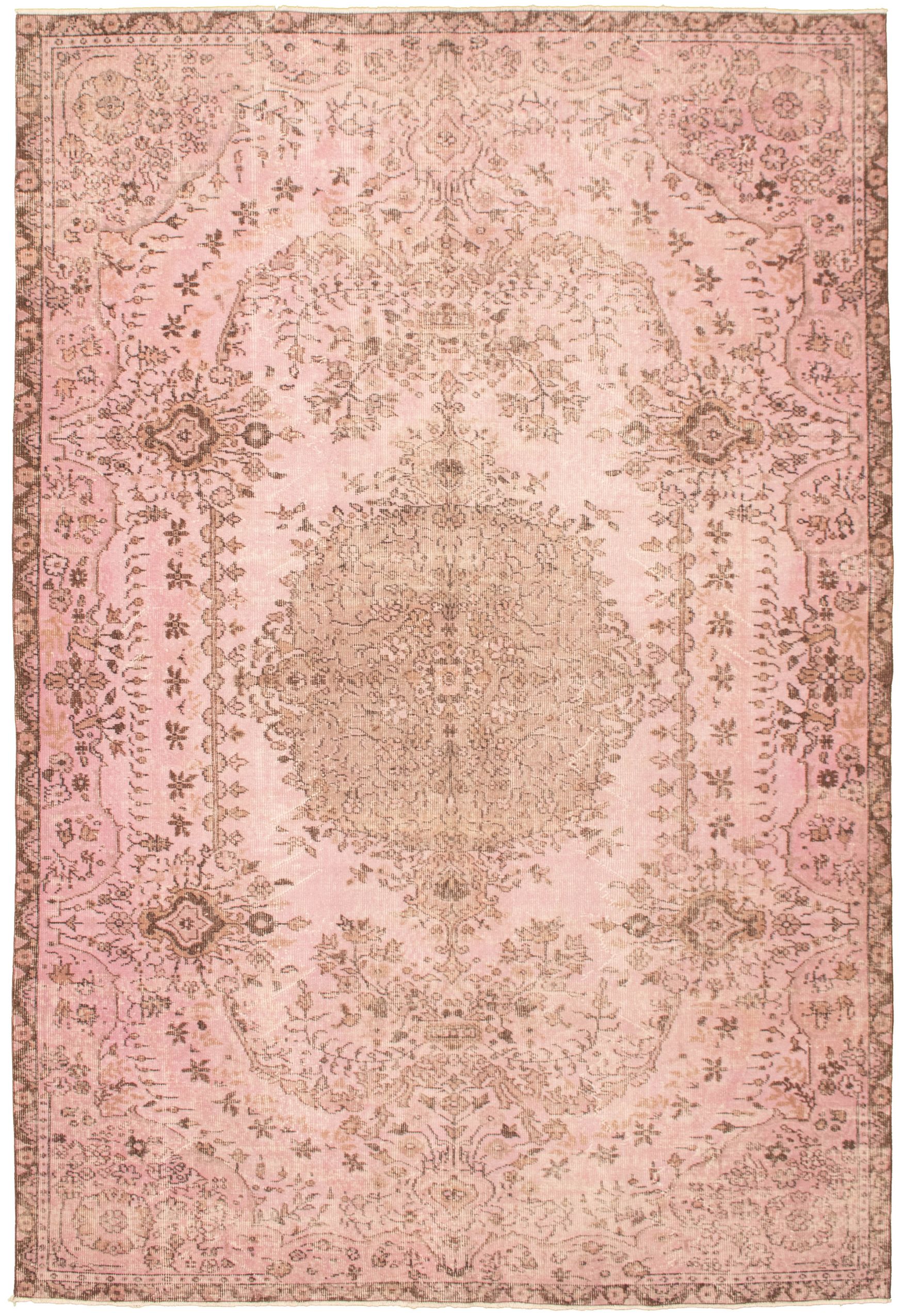 Hand-knotted Color Transition Salmon Wool Rug 6'7" x 9'8" Size: 6'7" x 9'8"  