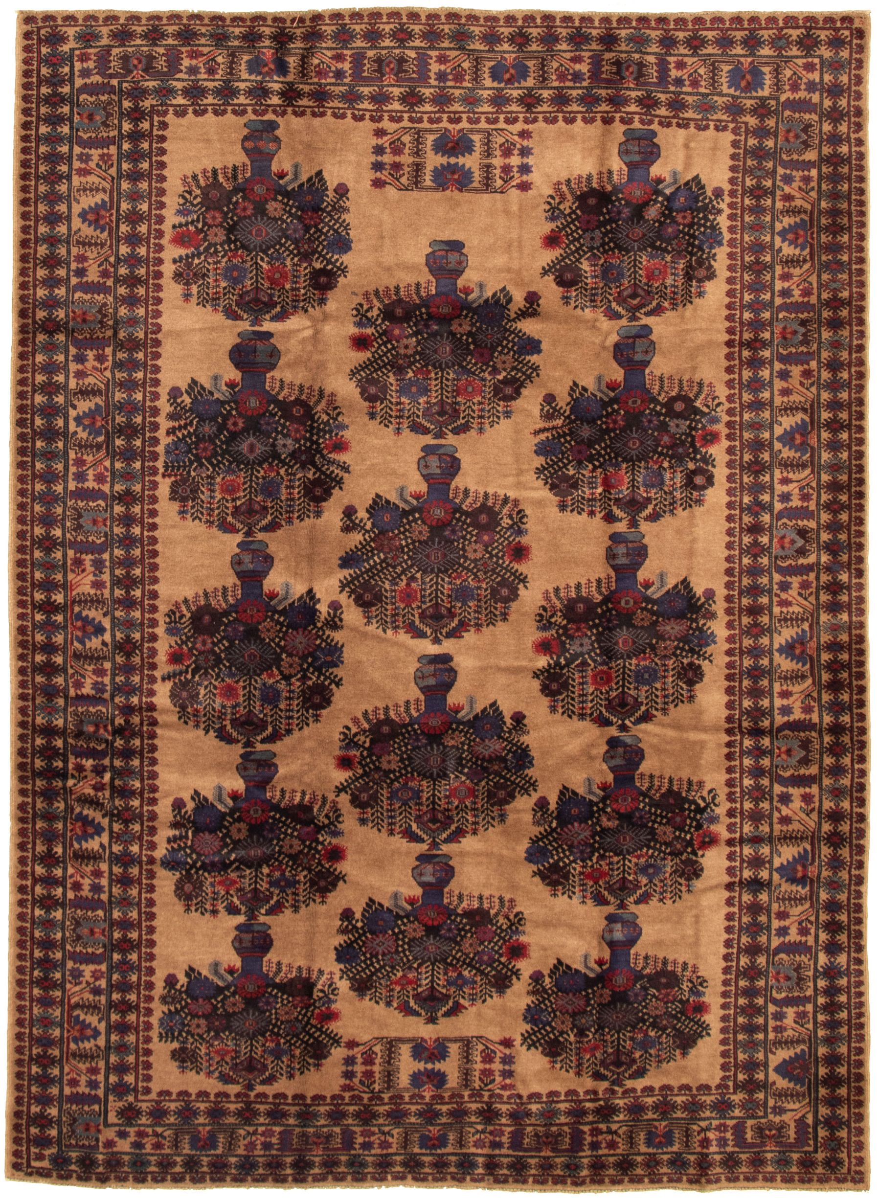 Hand-knotted Rizbaft Tan Wool Rug 6'5" x 9'2" Size: 6'5" x 9'2"  
